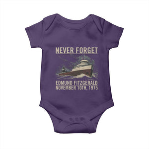 Never Forget Edmund Fitzgerald Tribute Baby Onesie November 10 1975 Shipwreck Memorial TS02 Purple Print Your Wear