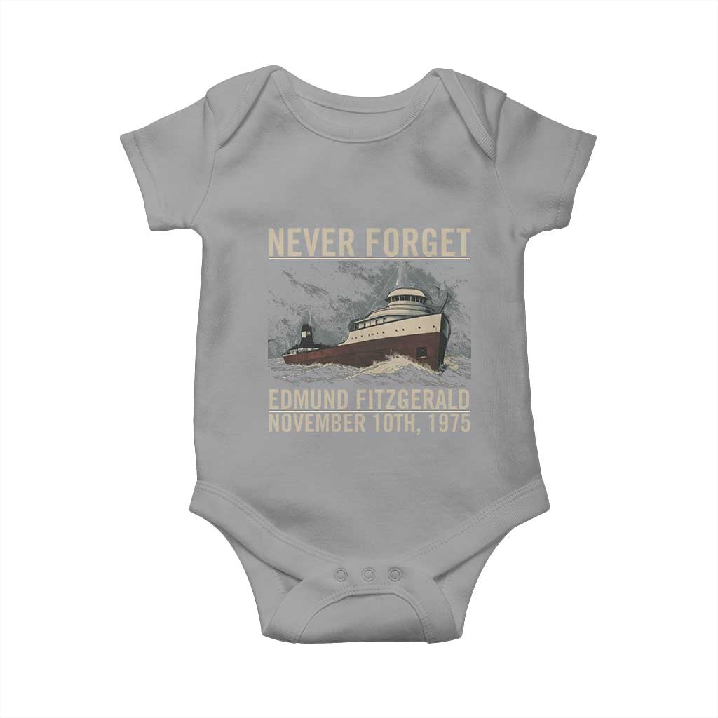 Never Forget Edmund Fitzgerald Tribute Baby Onesie November 10 1975 Shipwreck Memorial TS02 Sport Gray Print Your Wear
