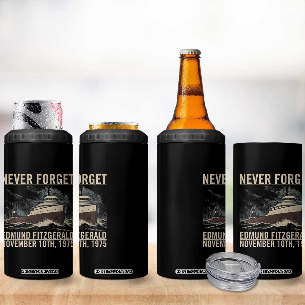 Never Forget Edmund Fitzgerald Tribute 4 in 1 Can Cooler Tumbler November 10 1975 Shipwreck Memorial TS02 Print Your Wear