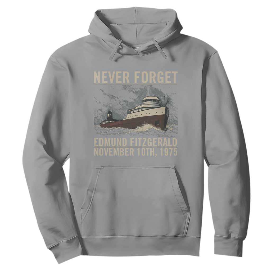 Never Forget Edmund Fitzgerald Tribute Hoodie November 10 1975 Shipwreck Memorial TS02 Sport Gray Print Your Wear