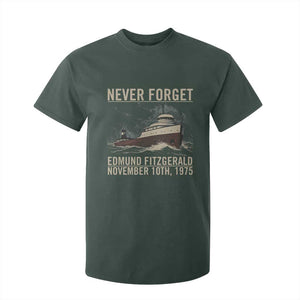 Never Forget Edmund Fitzgerald Tribute T Shirt For Kid November 10 1975 Shipwreck Memorial TS02 Dark Forest Green Print Your Wear