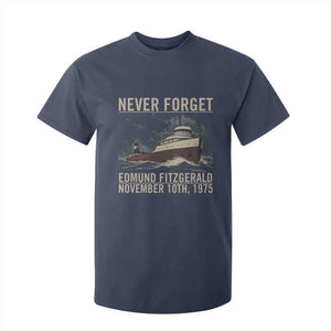 Never Forget Edmund Fitzgerald Tribute T Shirt For Kid November 10 1975 Shipwreck Memorial TS02 Navy Print Your Wear