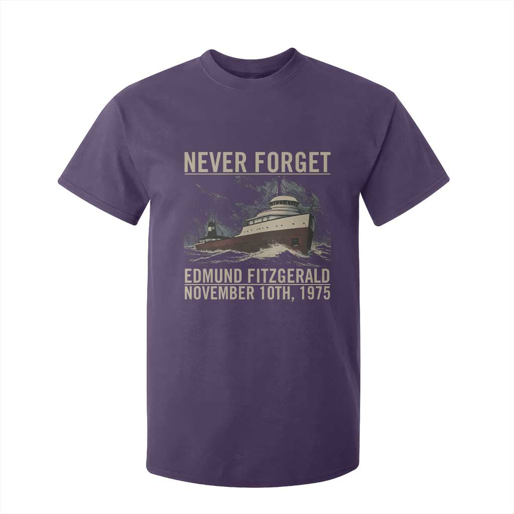 Never Forget Edmund Fitzgerald Tribute T Shirt For Kid November 10 1975 Shipwreck Memorial TS02 Purple Print Your Wear