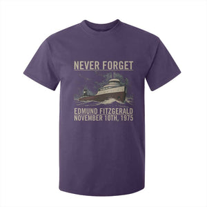 Never Forget Edmund Fitzgerald Tribute T Shirt For Kid November 10 1975 Shipwreck Memorial TS02 Purple Print Your Wear