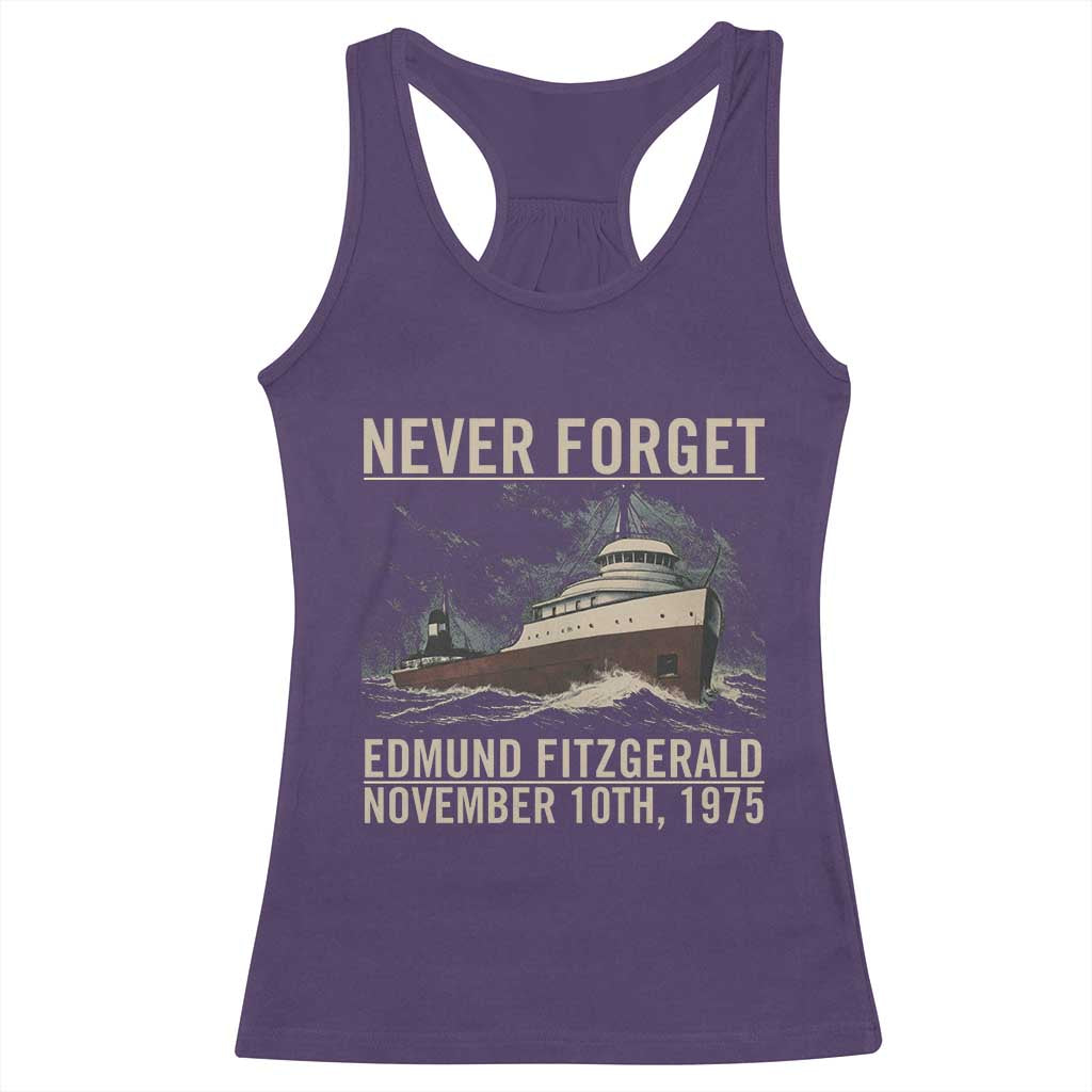 Never Forget Edmund Fitzgerald Tribute Racerback Tank Top November 10 1975 Shipwreck Memorial TS02 Purple Print Your Wear