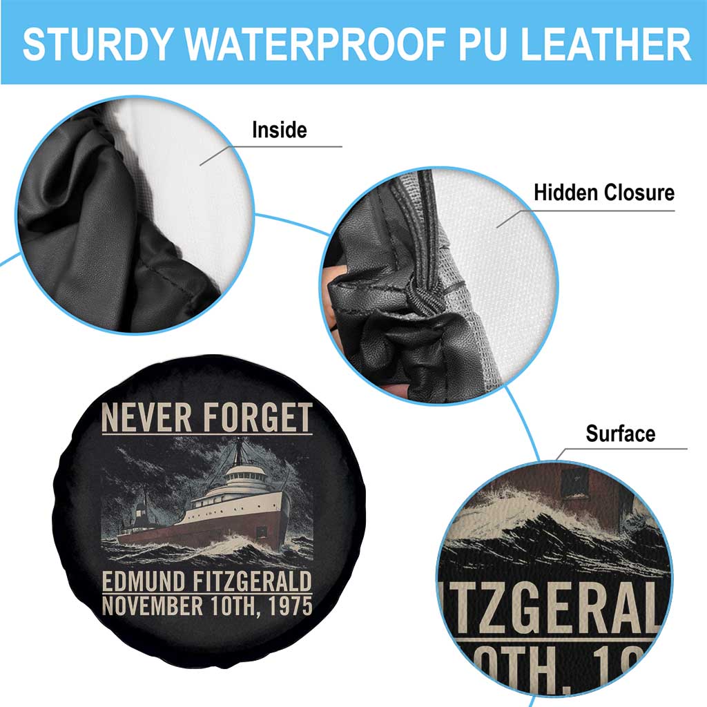 Never Forget Edmund Fitzgerald Tribute Spare Tire Cover November 10 1975 Shipwreck Memorial TS02 Print Your Wear