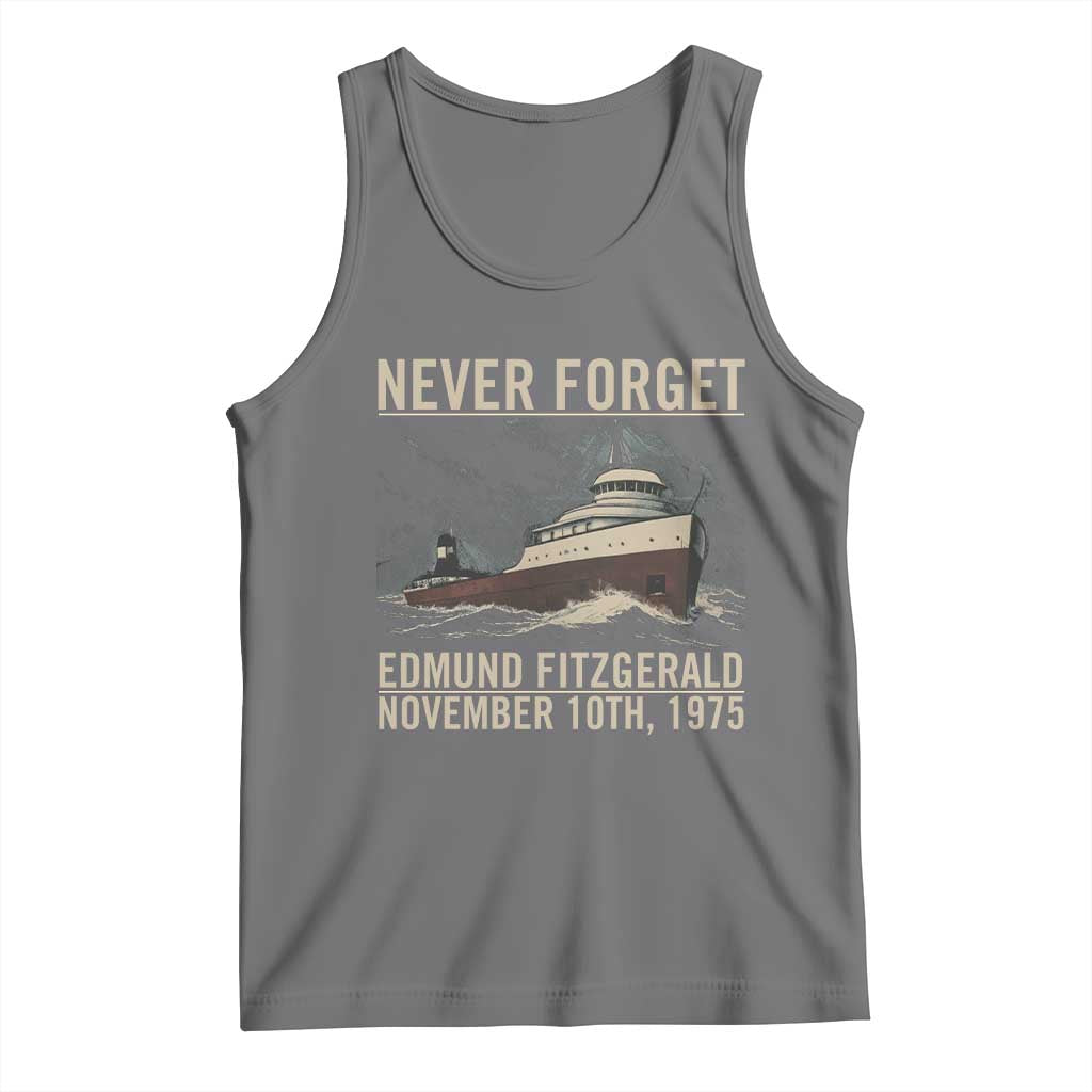 Never Forget Edmund Fitzgerald Tribute Tank Top November 10 1975 Shipwreck Memorial TS02 Black Heather Print Your Wear