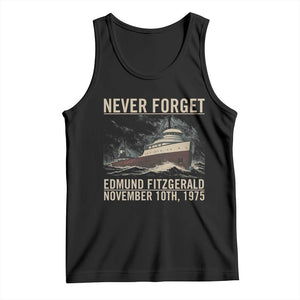 Never Forget Edmund Fitzgerald Tribute Tank Top November 10 1975 Shipwreck Memorial TS02 Black Print Your Wear