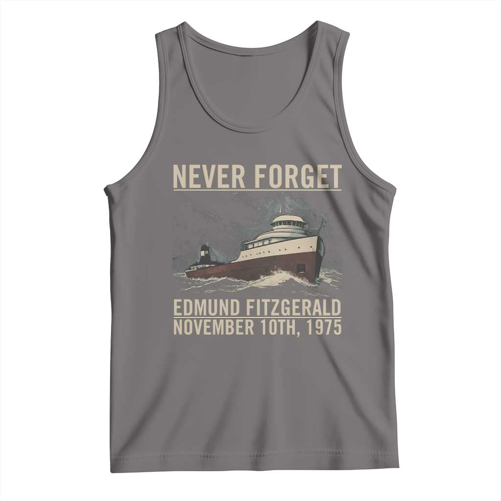 Never Forget Edmund Fitzgerald Tribute Tank Top November 10 1975 Shipwreck Memorial TS02 Deep Heather Print Your Wear