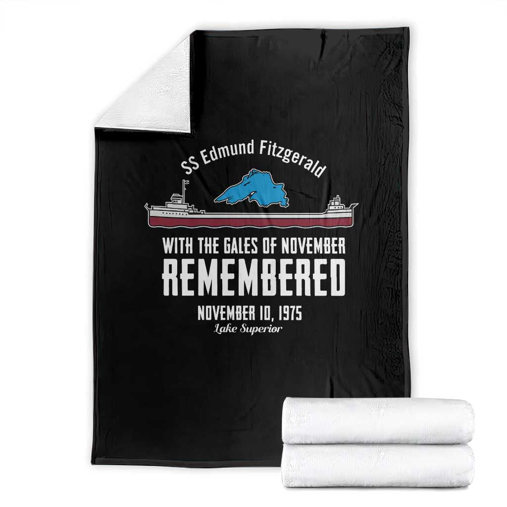 SS Edmund Fitzgerald Gales of November Tribute Throw Blanket Lake Superior Shipwreck Memorial TS02 Black Print Your Wear