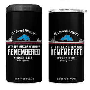 SS Edmund Fitzgerald Gales of November Tribute 4 in 1 Can Cooler Tumbler Lake Superior Shipwreck Memorial TS02 One Size: 16 oz Black Print Your Wear
