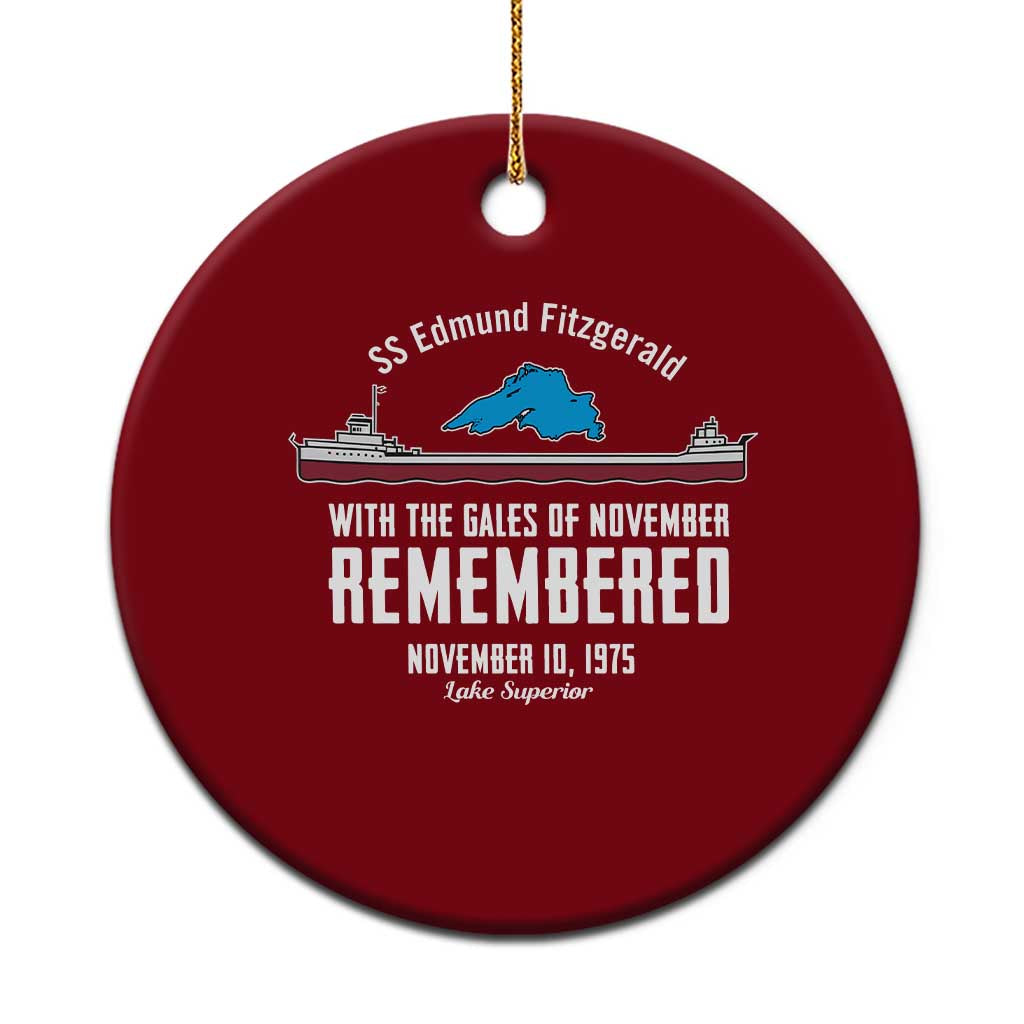 SS Edmund Fitzgerald Gales of November Tribute Ceramic Ornament Lake Superior Shipwreck Memorial TS02 1pc Red Print Your Wear