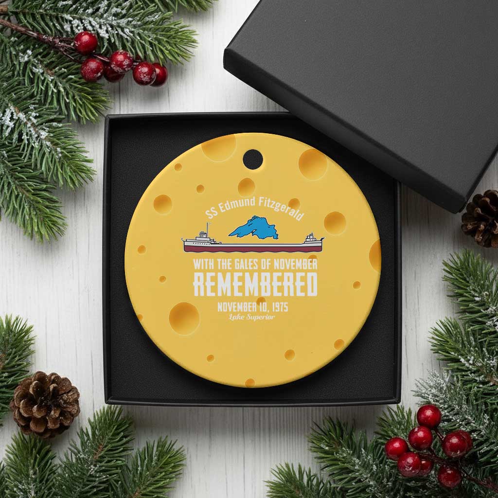 SS Edmund Fitzgerald Gales of November Tribute Ceramic Ornament Lake Superior Shipwreck Memorial TS02 1pc Yellow Cheese Print Your Wear