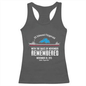 SS Edmund Fitzgerald Gales of November Tribute Racerback Tank Top Lake Superior Shipwreck Memorial TS02 Dark Heather Print Your Wear