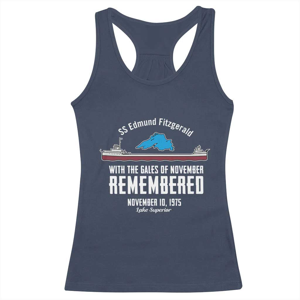 SS Edmund Fitzgerald Gales of November Tribute Racerback Tank Top Lake Superior Shipwreck Memorial TS02 Navy Print Your Wear