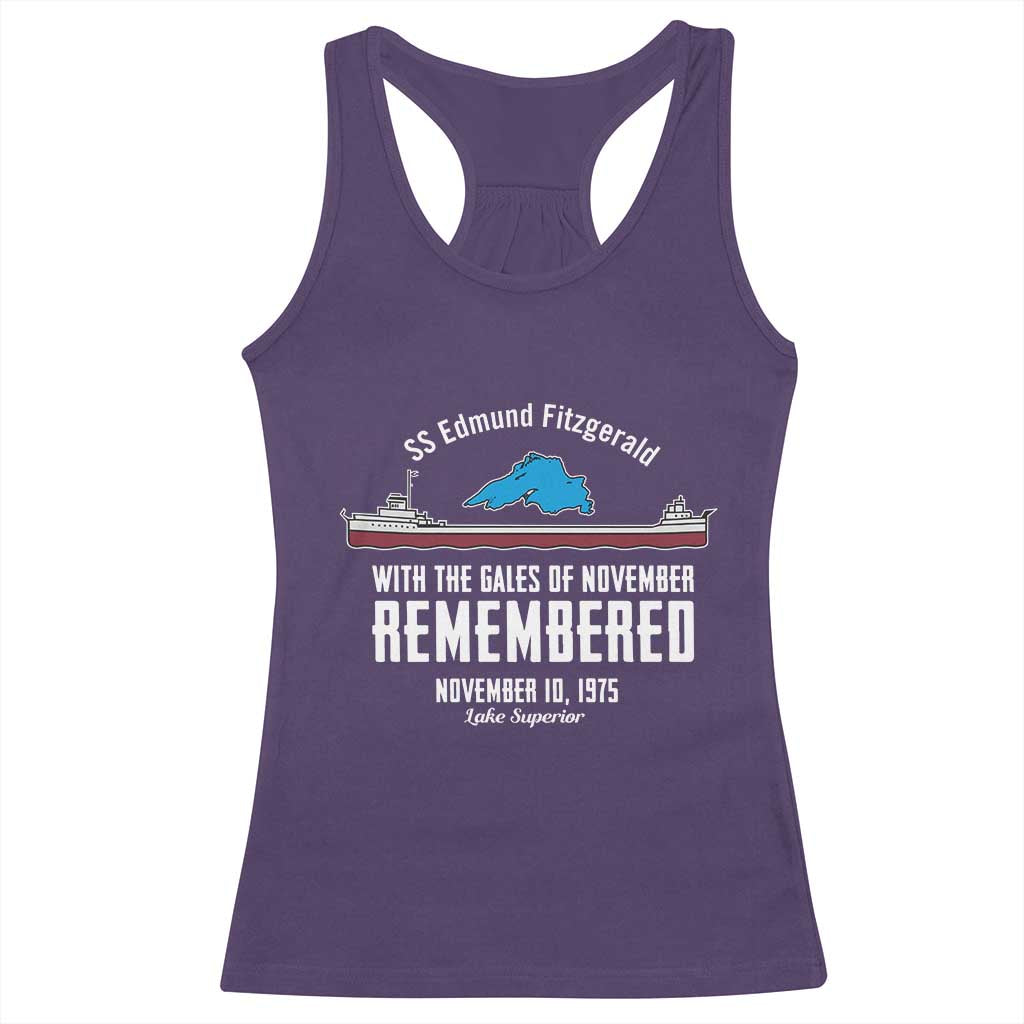 SS Edmund Fitzgerald Gales of November Tribute Racerback Tank Top Lake Superior Shipwreck Memorial TS02 Purple Print Your Wear