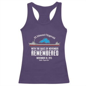SS Edmund Fitzgerald Gales of November Tribute Racerback Tank Top Lake Superior Shipwreck Memorial TS02 Purple Print Your Wear