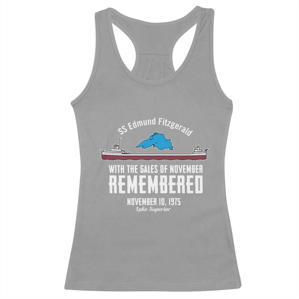 SS Edmund Fitzgerald Gales of November Tribute Racerback Tank Top Lake Superior Shipwreck Memorial TS02 Sport Gray Print Your Wear