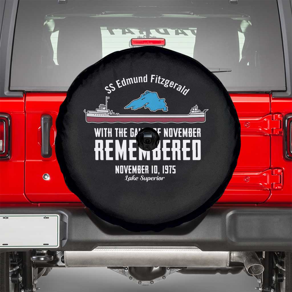 SS Edmund Fitzgerald Gales of November Tribute Spare Tire Cover Lake Superior Shipwreck Memorial TS02 Black Print Your Wear