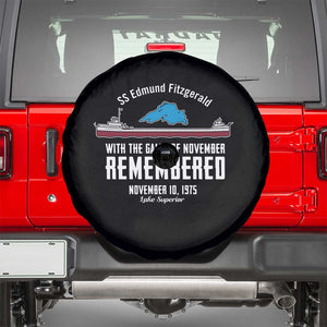 SS Edmund Fitzgerald Gales of November Tribute Spare Tire Cover Lake Superior Shipwreck Memorial TS02 Black Print Your Wear