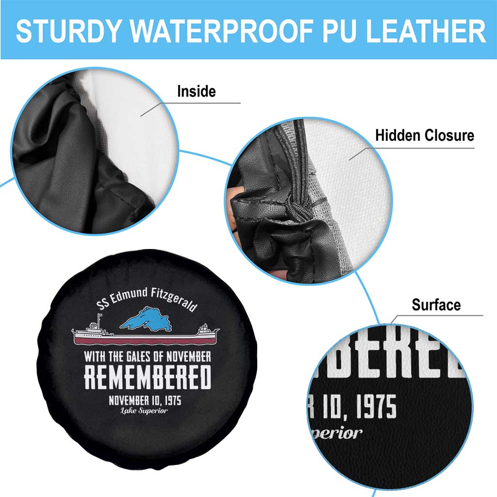 SS Edmund Fitzgerald Gales of November Tribute Spare Tire Cover Lake Superior Shipwreck Memorial TS02 Print Your Wear