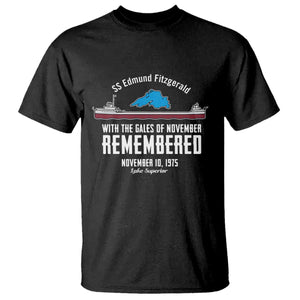 SS Edmund Fitzgerald Gales of November Tribute T Shirt Lake Superior Shipwreck Memorial TS02 Black Print Your Wear
