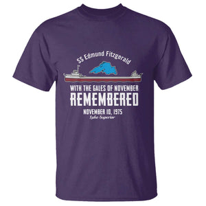 SS Edmund Fitzgerald Gales of November Tribute T Shirt Lake Superior Shipwreck Memorial TS02 Purple Print Your Wear