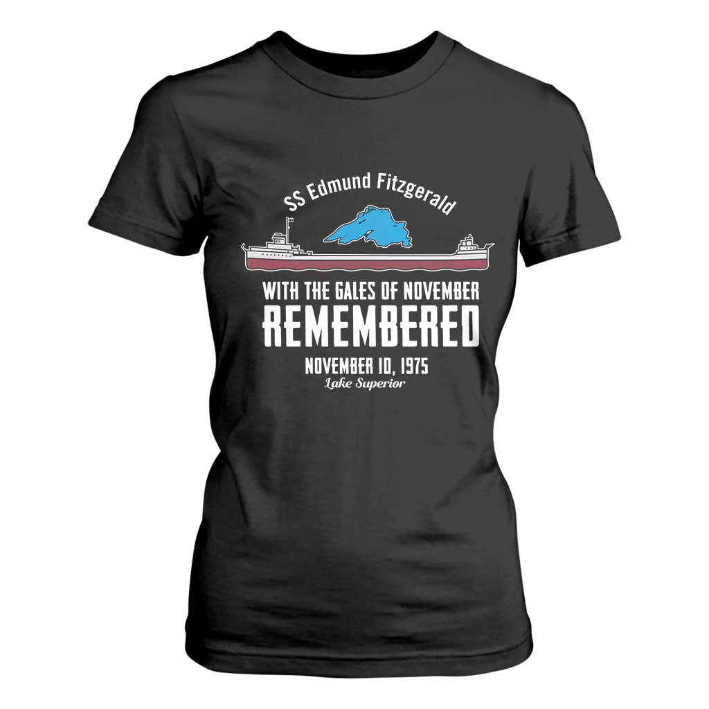 SS Edmund Fitzgerald Gales of November Tribute T Shirt For Women Lake Superior Shipwreck Memorial TS02 Black Print Your Wear
