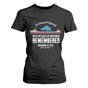 SS Edmund Fitzgerald Gales of November Tribute T Shirt For Women Lake Superior Shipwreck Memorial TS02 Black Print Your Wear