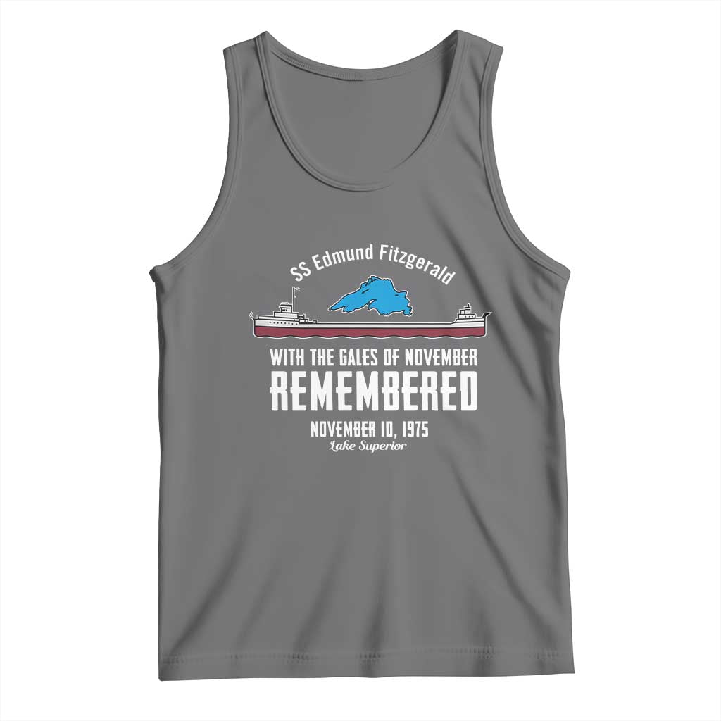 SS Edmund Fitzgerald Gales of November Tribute Tank Top Lake Superior Shipwreck Memorial TS02 Black Heather Print Your Wear