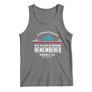 SS Edmund Fitzgerald Gales of November Tribute Tank Top Lake Superior Shipwreck Memorial TS02 Black Heather Print Your Wear