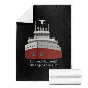 Edmund Fitzgerald Tribute Throw Blanket The Legend Lives On Great Lakes Freighter Memorial TS02 Black Print Your Wear