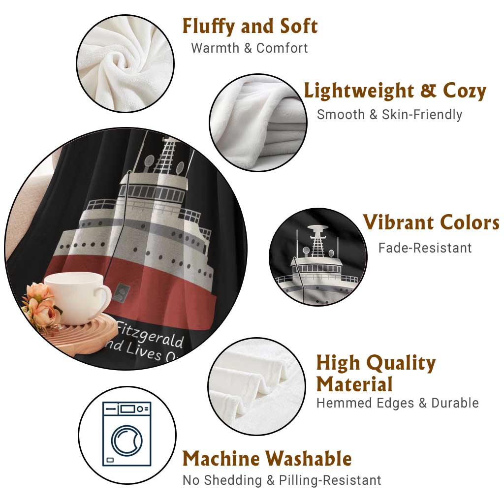 Edmund Fitzgerald Tribute Throw Blanket The Legend Lives On Great Lakes Freighter Memorial TS02 Print Your Wear