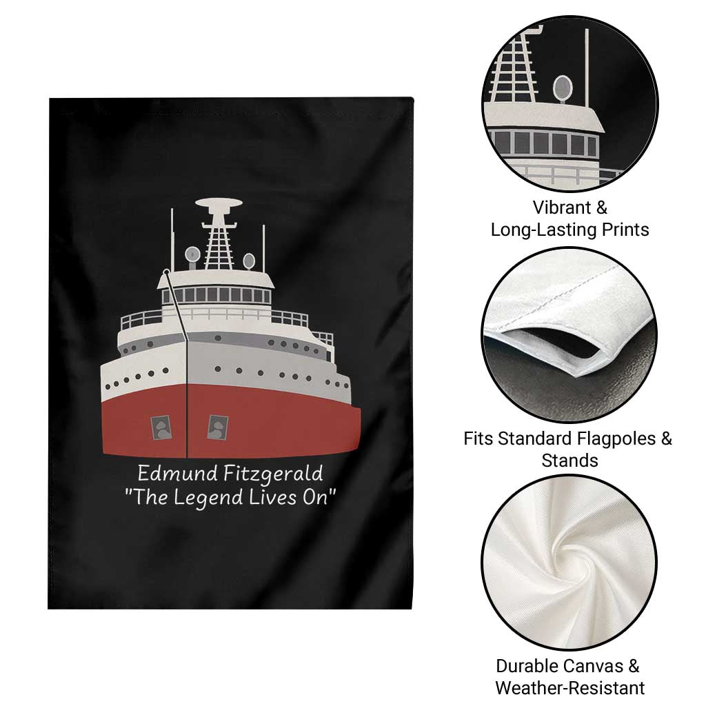 Edmund Fitzgerald Tribute Garden Flag The Legend Lives On Great Lakes Freighter Memorial TS02 Print Your Wear