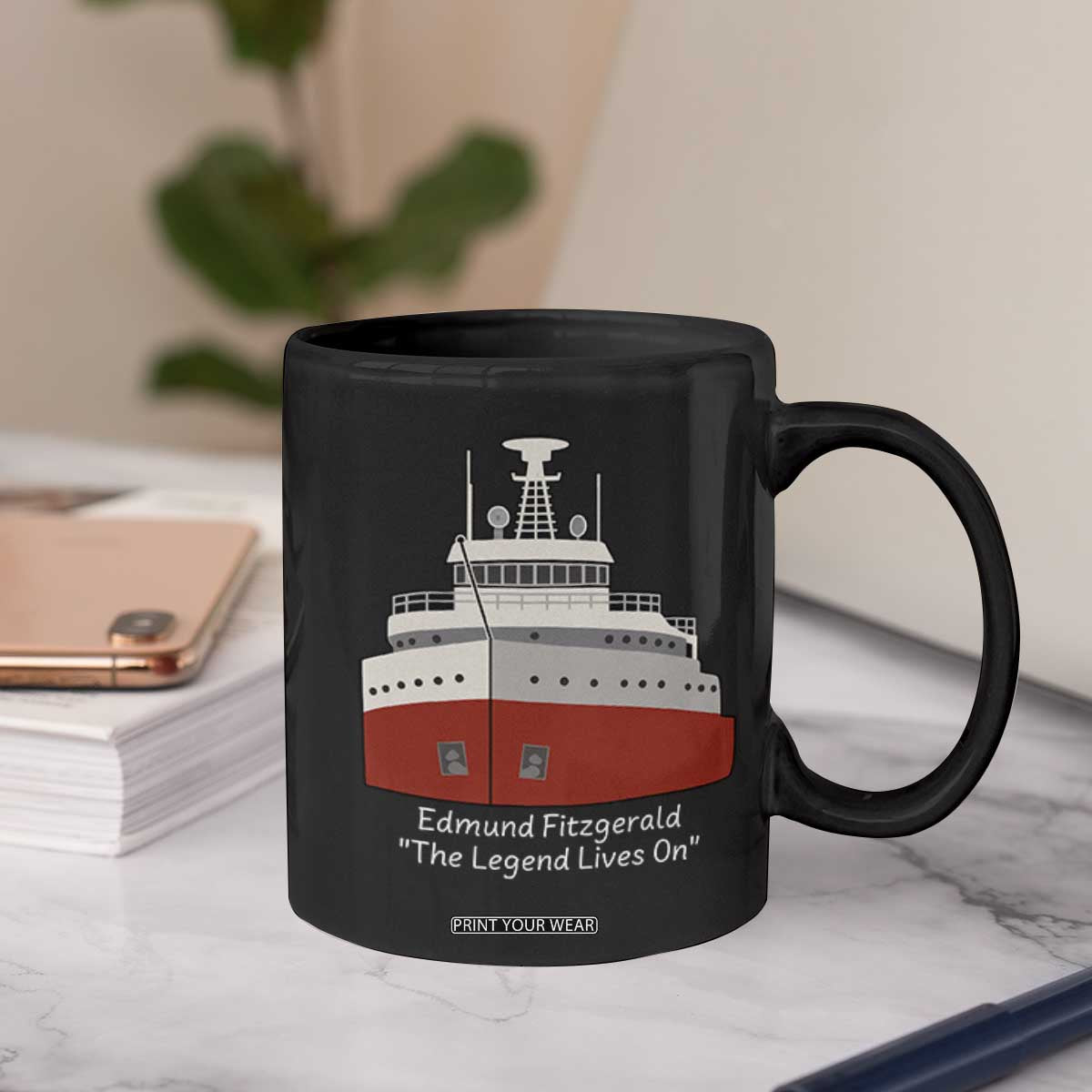 Edmund Fitzgerald Tribute Coffee Mug The Legend Lives On Great Lakes Freighter Memorial TS02 Print Your Wear