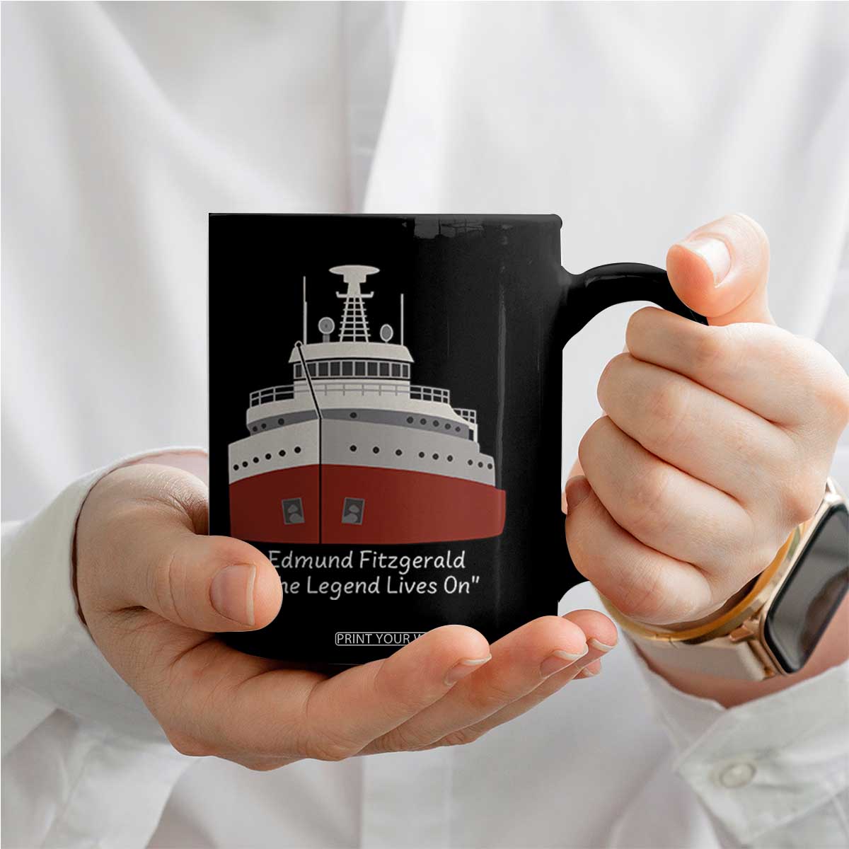 Edmund Fitzgerald Tribute Coffee Mug The Legend Lives On Great Lakes Freighter Memorial TS02 Print Your Wear