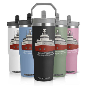 Edmund Fitzgerald Tribute Flip Straw Tumbler The Legend Lives On Great Lakes Freighter Memorial TS02 Print Your Wear
