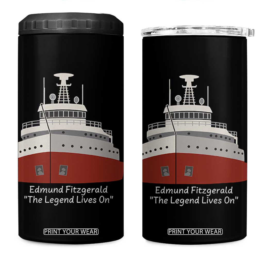 Edmund Fitzgerald Tribute 4 in 1 Can Cooler Tumbler The Legend Lives On Great Lakes Freighter Memorial TS02 One Size: 16 oz Black Print Your Wear