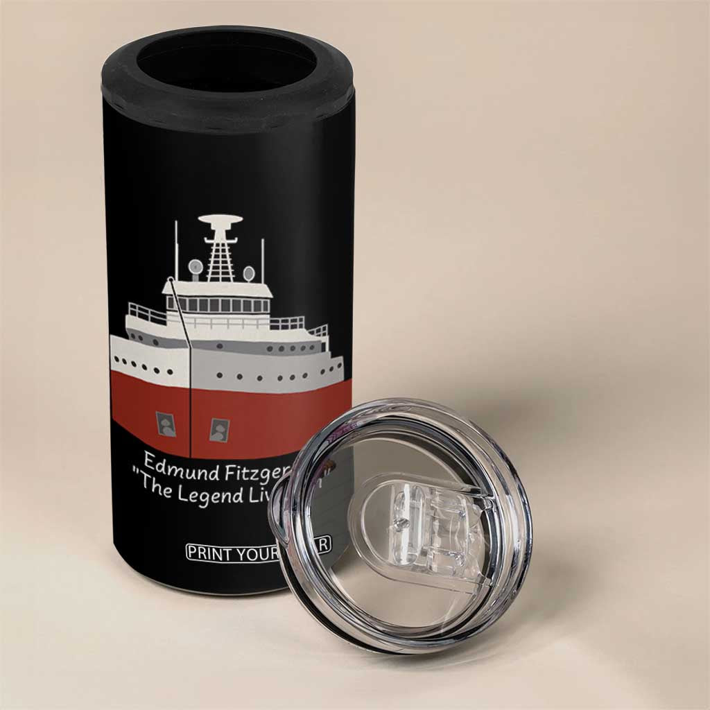 Edmund Fitzgerald Tribute 4 in 1 Can Cooler Tumbler The Legend Lives On Great Lakes Freighter Memorial TS02 Print Your Wear
