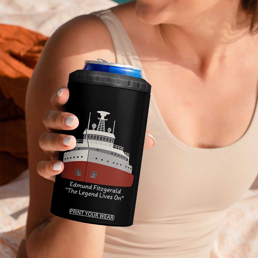 Edmund Fitzgerald Tribute 4 in 1 Can Cooler Tumbler The Legend Lives On Great Lakes Freighter Memorial TS02 Print Your Wear