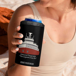 Edmund Fitzgerald Tribute 4 in 1 Can Cooler Tumbler The Legend Lives On Great Lakes Freighter Memorial TS02 Print Your Wear