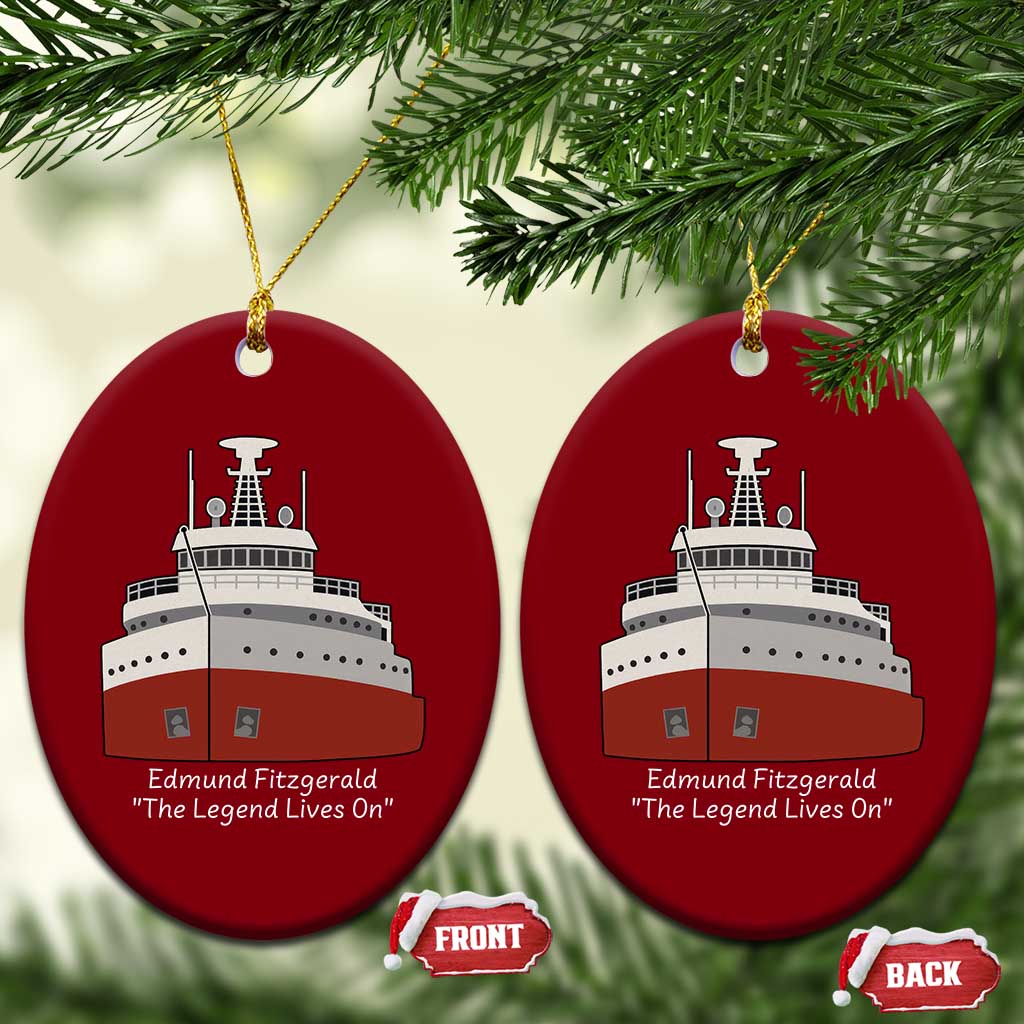 Edmund Fitzgerald Tribute Ceramic Ornament The Legend Lives On Great Lakes Freighter Memorial TS02 Print Your Wear
