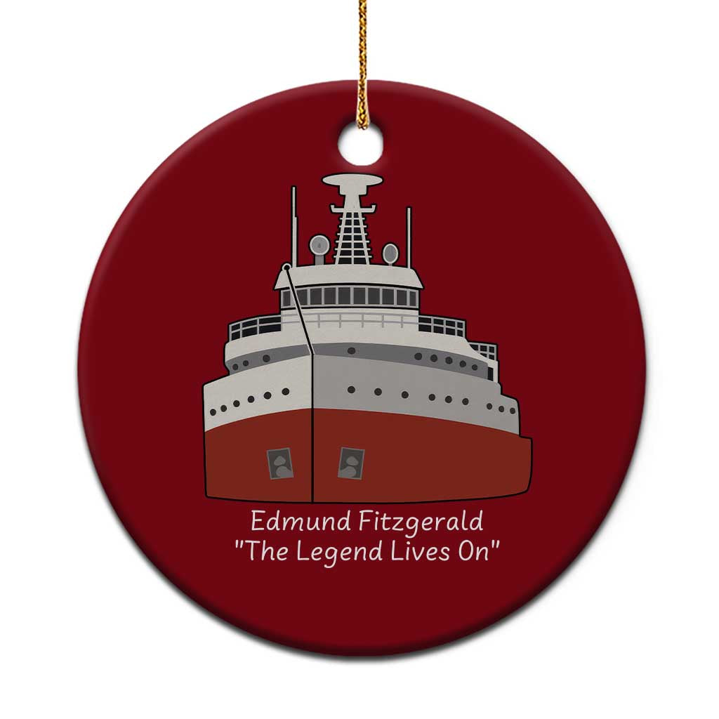 Edmund Fitzgerald Tribute Ceramic Ornament The Legend Lives On Great Lakes Freighter Memorial TS02 1pc Red Print Your Wear