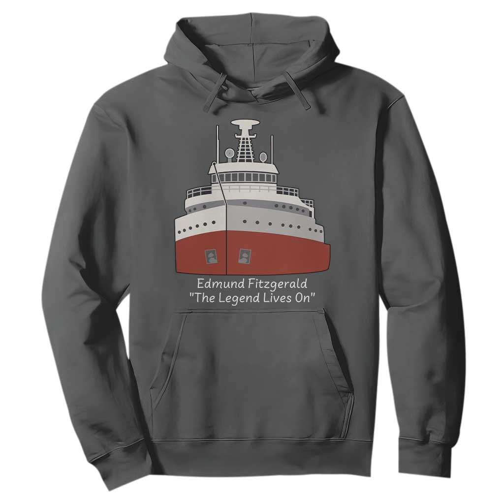 Edmund Fitzgerald Tribute Hoodie The Legend Lives On Great Lakes Freighter Memorial TS02 Dark Heather Print Your Wear