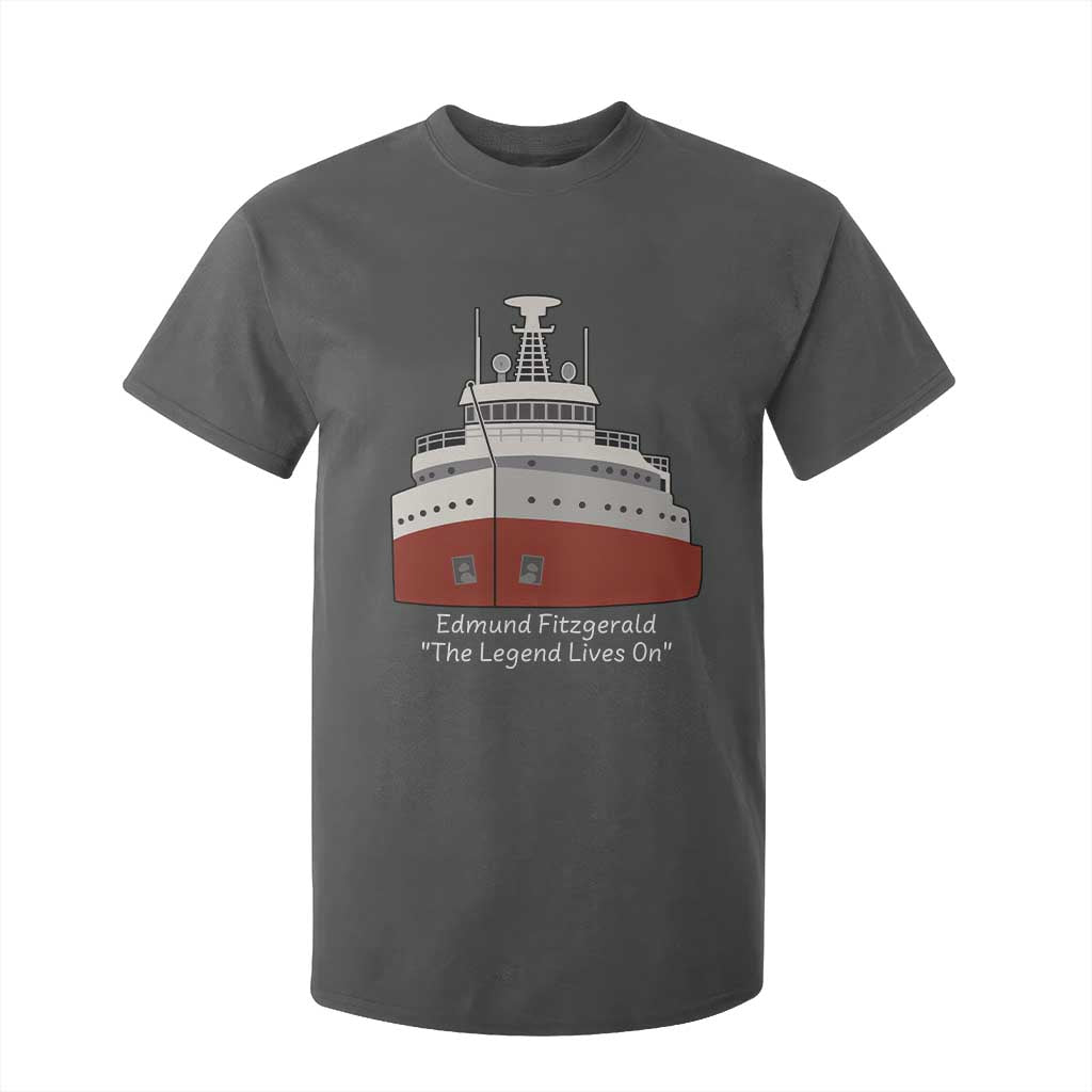 Edmund Fitzgerald Tribute T Shirt For Kid The Legend Lives On Great Lakes Freighter Memorial TS02 Dark Heather Print Your Wear