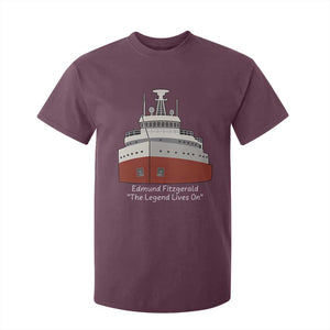 Edmund Fitzgerald Tribute T Shirt For Kid The Legend Lives On Great Lakes Freighter Memorial TS02 Maroon Print Your Wear