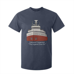 Edmund Fitzgerald Tribute T Shirt For Kid The Legend Lives On Great Lakes Freighter Memorial TS02 Navy Print Your Wear