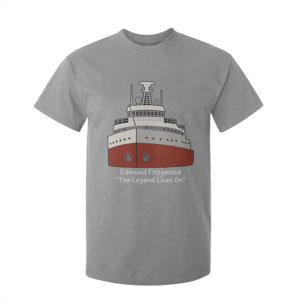 Edmund Fitzgerald Tribute T Shirt For Kid The Legend Lives On Great Lakes Freighter Memorial TS02 Sport Gray Print Your Wear