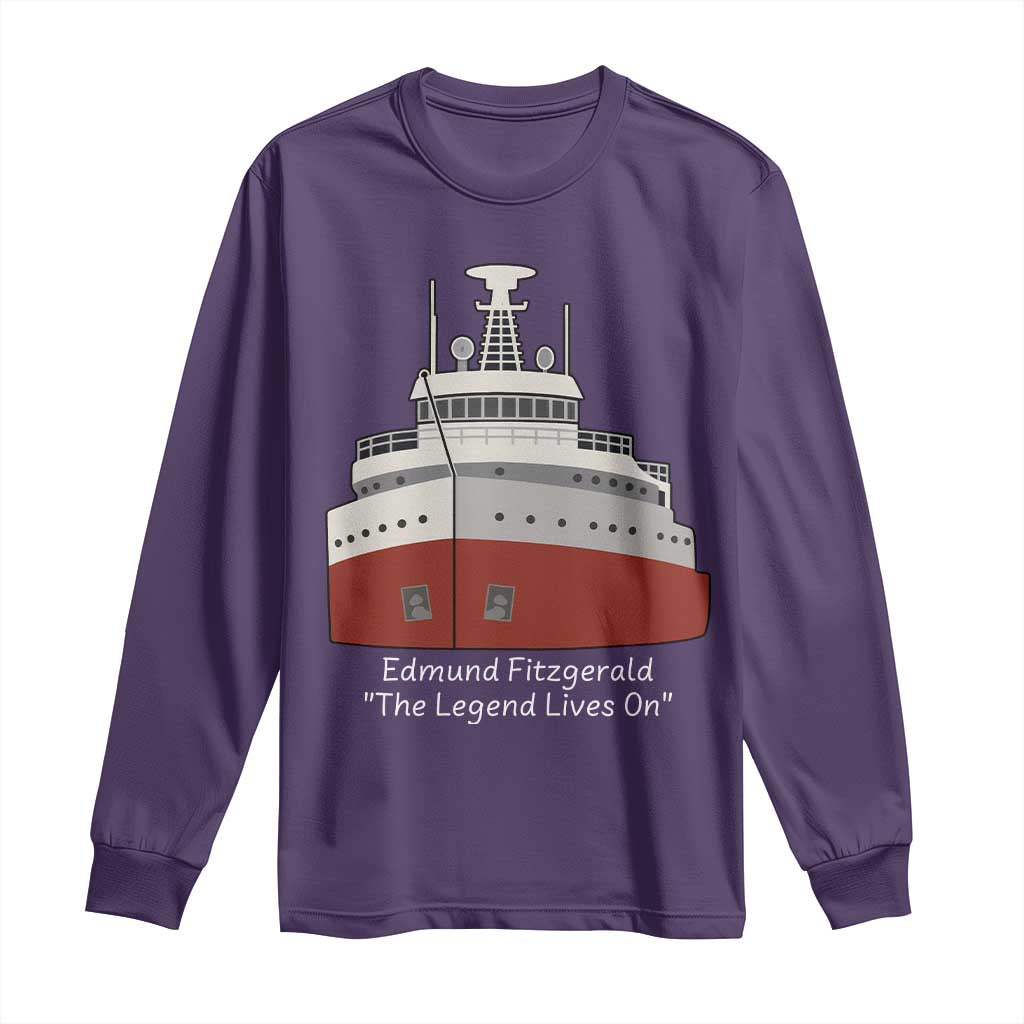 Edmund Fitzgerald Tribute Long Sleeve Shirt The Legend Lives On Great Lakes Freighter Memorial TS02 Purple Print Your Wear