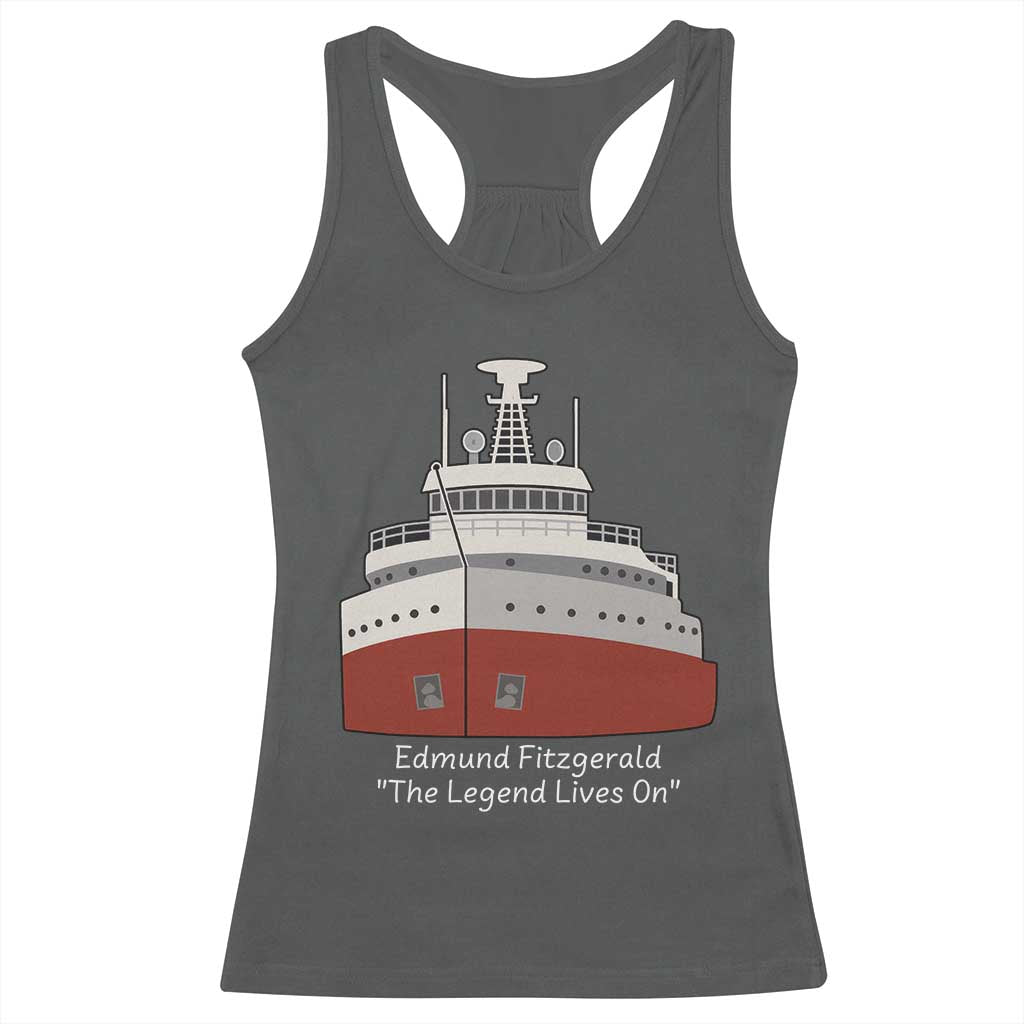 Edmund Fitzgerald Tribute Racerback Tank Top The Legend Lives On Great Lakes Freighter Memorial TS02 Dark Heather Print Your Wear